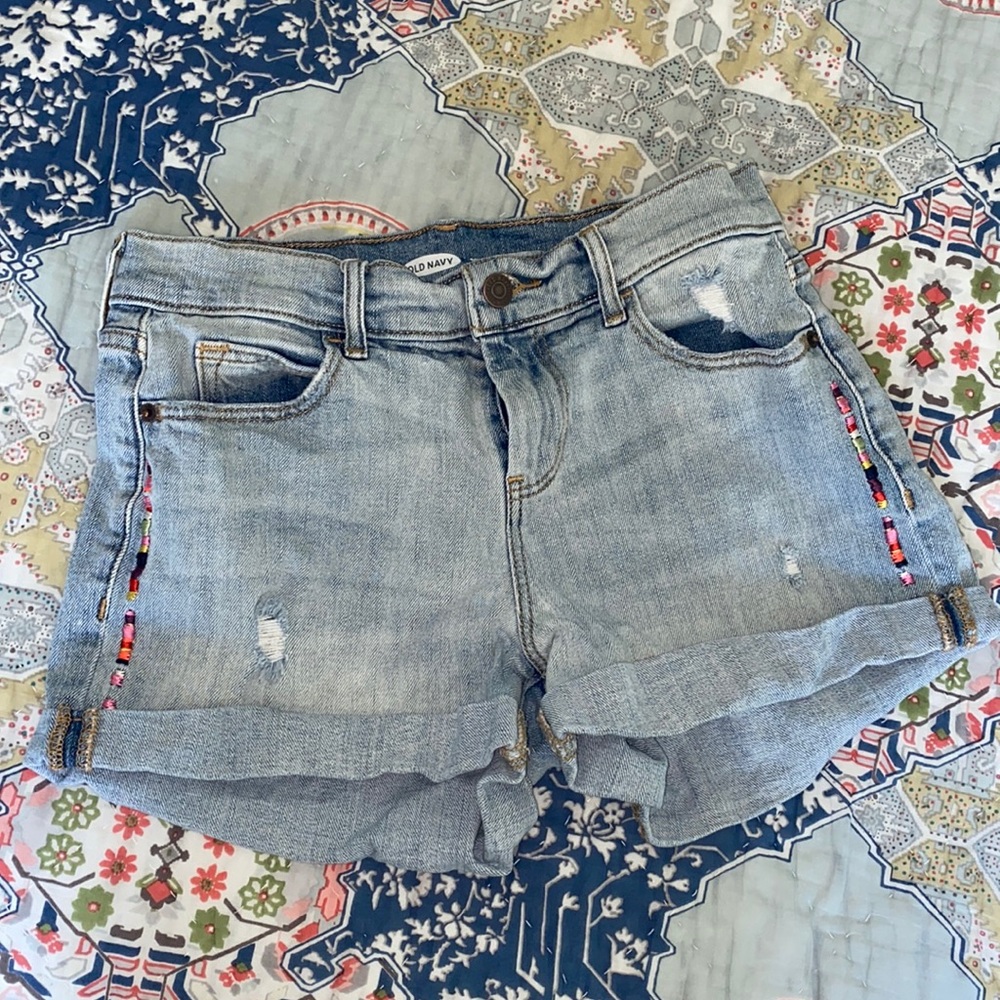 denim high rise shorts